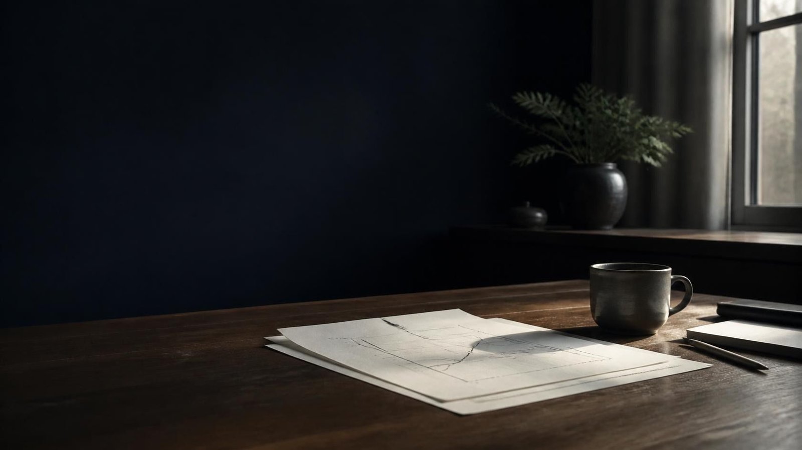 A quiet study table by a window, with papers and a cup, suggesting time rather than a transaction
