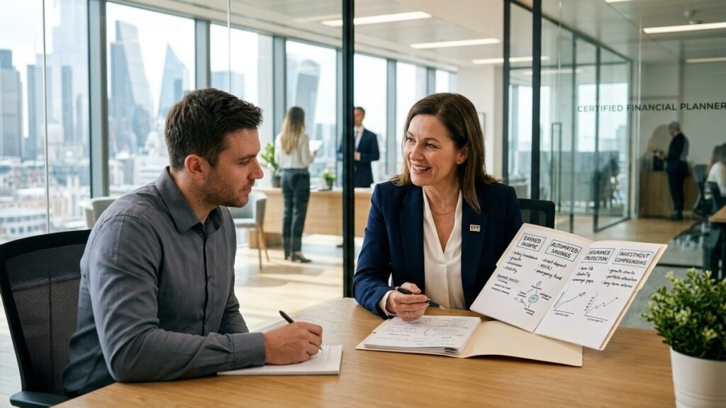 Wealth advisory director consulting with clients on family office portfolio architecture - Vedanta Capital